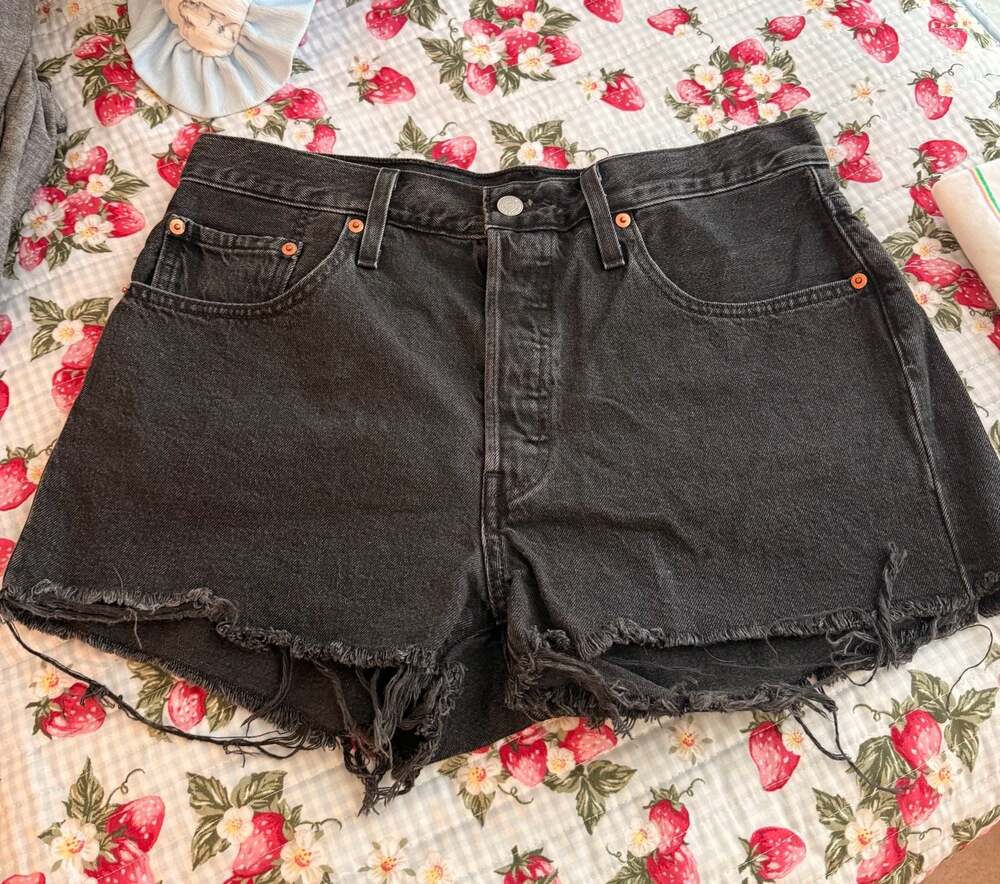 Levi's 501 Original Button Fly Black Denim Cutoff Shorts